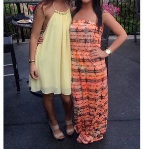 Orange and black maxi dress